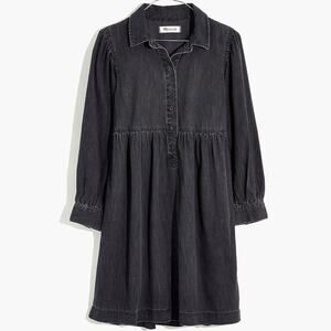 Madewell Denim Babydoll Shirtdress in Washed Black Dress